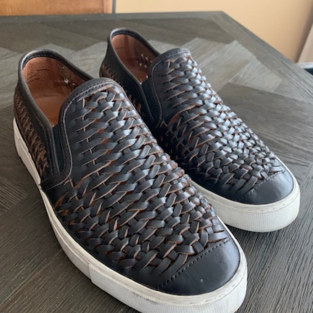 FRYE Gabe Black Woven Leather Sneakers 12